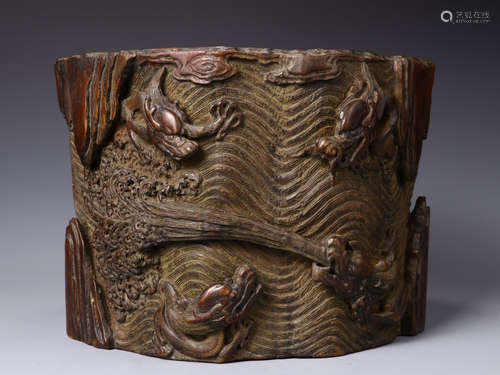 QIANLONG MARK CHENXIANG WOOD BRUSH POT