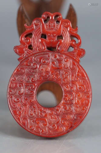 ANTIQUE JADE CARVED DRAGON PATTERN BI