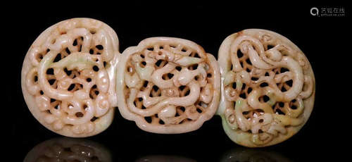 JADEITE DRAGON PATTERN BELT BUCKLE SET