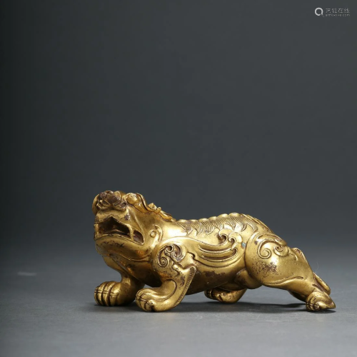 A Gilt Bronze Mystical Beast Figure