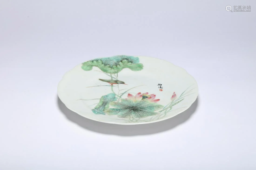 A Famille Rose Flower and Bird Plate