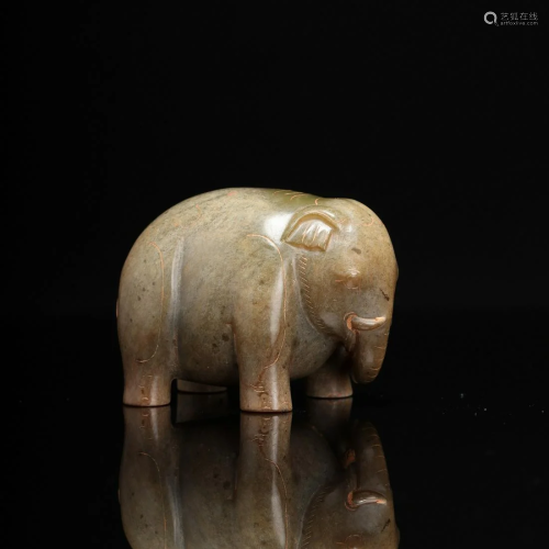 A Carved Jade Elephant Figure
