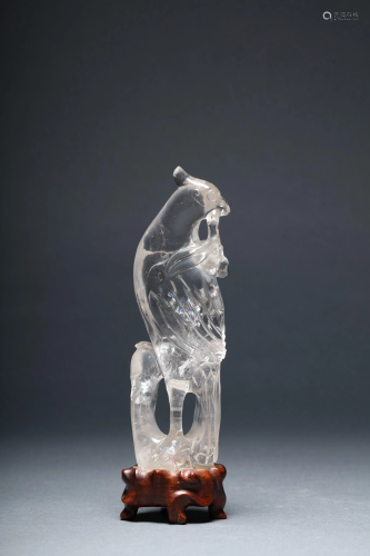 A Carved Crystal Phoenix Figure