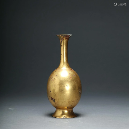 A Gilt Copper Guanyin Vase