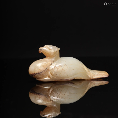 A Carved Russet Jade Bird Figure
