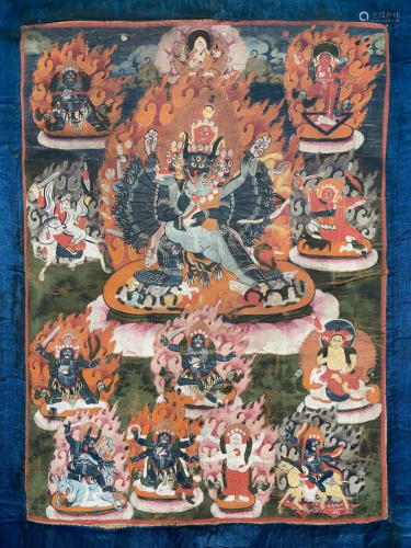 A 19th Thangka of Thangka of Vajrabhairava Yamantaka