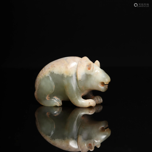 A Carved Jade Bear Figure