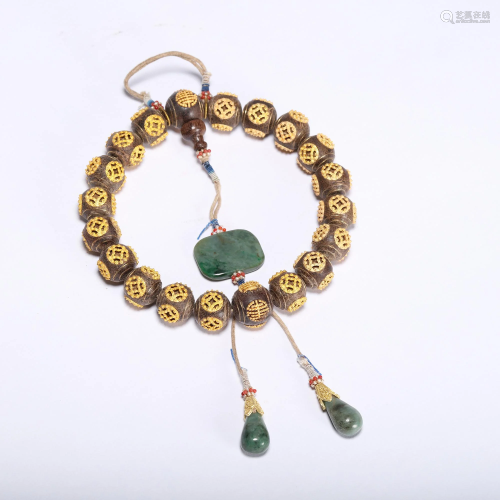 A Gold Inlay Eighteen Beads Of Agarwood Bracelet