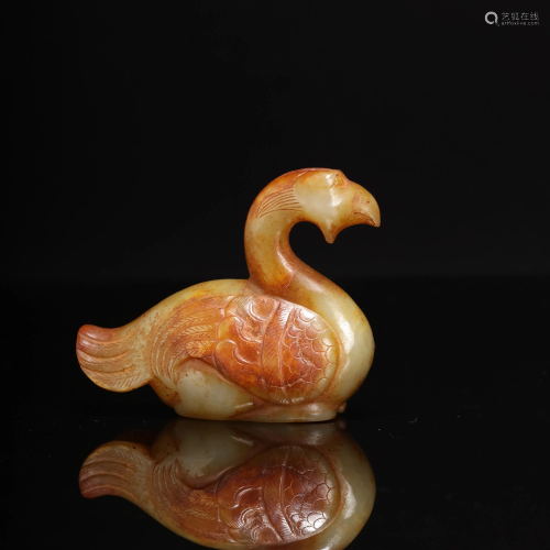 A Carved Russet Jade Bird Figure