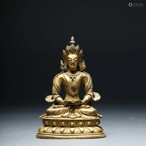 18th Century Gilded Bronze Figure of Bodhisattva
