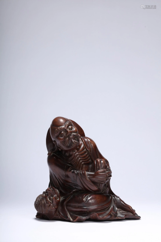 A Hongmu Rosewood Carving Dharma Figure