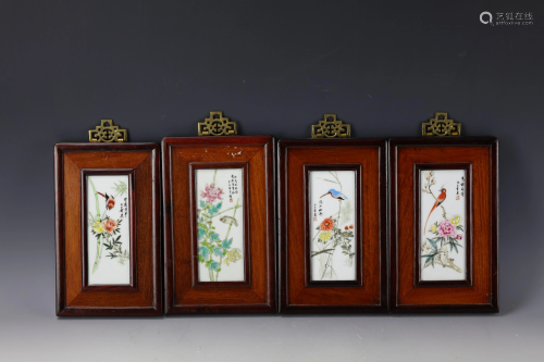 A Group of Four Framed Chinese Porcelain Plaques
