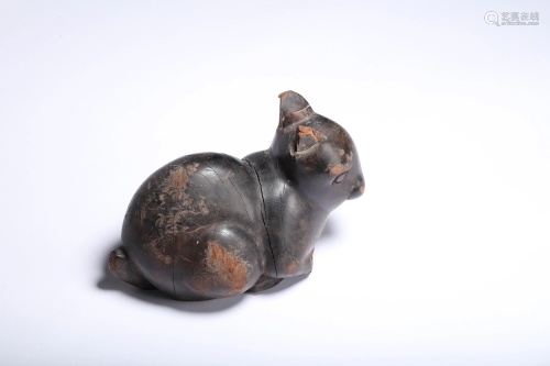A Carved HONGMU Rosewood Rabbit Figure