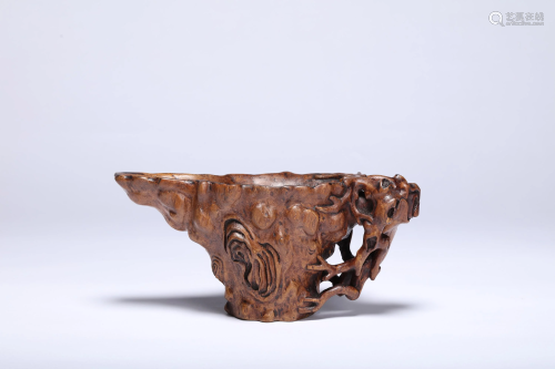 A Carved Agarwood Cup
