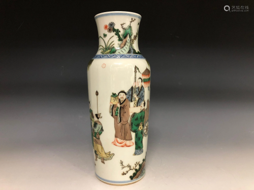 A Famille Verte STORIED Vase with Kangxi Mark