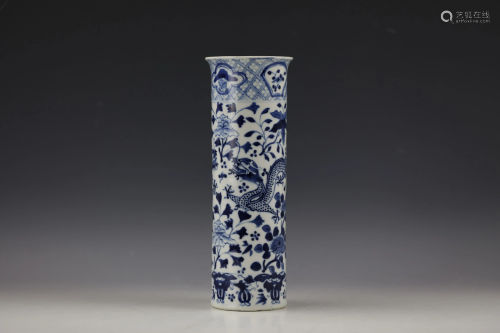 A Chinese Blue and White Gu Vase with Kangxi Mark