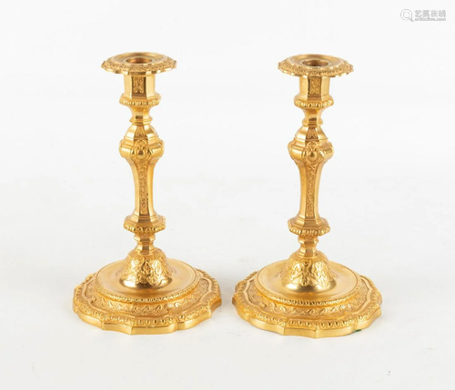 19th Century Gilt Bronze Regency Style Candlesticks