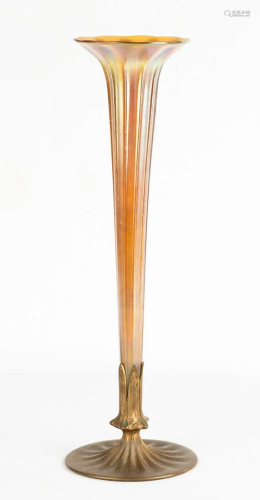 Tiffany Studios Favrile Vase with Bronze Base