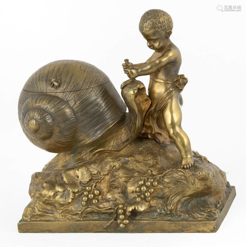 Bronze Boy Wrestling a Snail