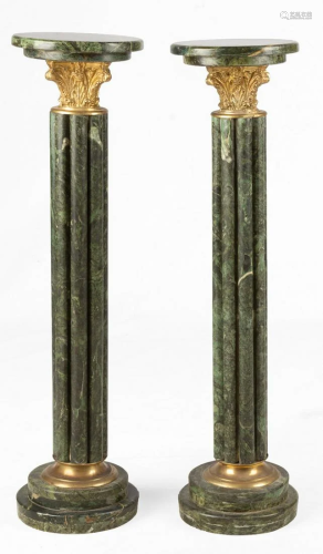 Pair of Classical Green Marble Pedestals