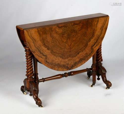 19th Century English Burl Walnut Table