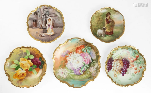 (5) Limoges Hand Painted Porcelain Plates