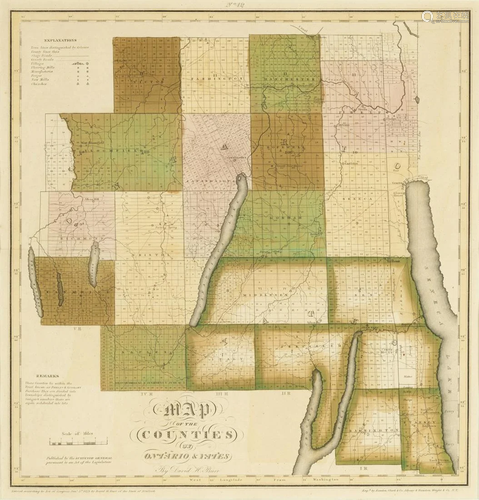 Early 19th Century Map of Ontario and Yates County by