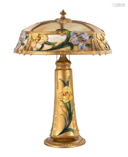 Art Nouveau Iris Panel Lamp