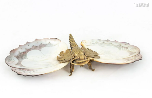 Brass & Mother of Pearl Mechanical Butterfly