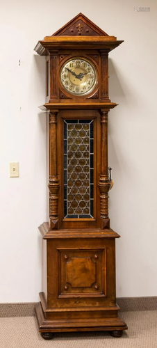 Tall Case Hall Clock with Disk Polyphon Music Box