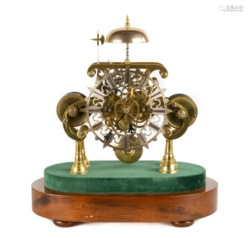 Unusual English Double Fusee Skeleton Clock