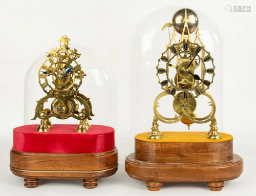 (2) English Fusee Skeleton Clocks