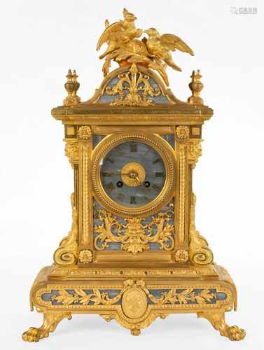 Fine French Gilt Bronze and Marble Shelf Clock