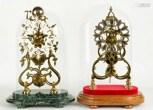 (2) English Fusee Skeleton Clocks