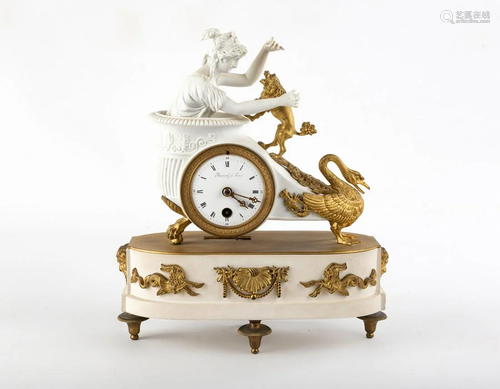 French Sévres Gilt Bronze and Bisque Clock