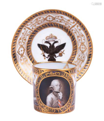 Tasse et soucoupe représentant Franz Joseph II (1768-1835), ...