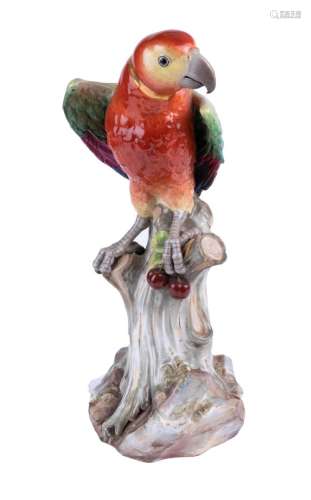 Perroquet sur tronc d'arbre. Meissen. Ca. 1860.Porcelaine à ...