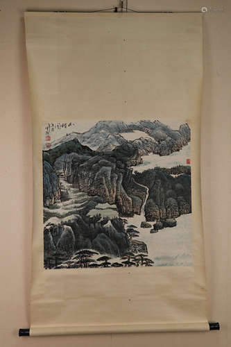 Chinese School Ink And Color Scroll Painting