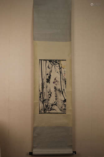 Chinese School Ink And Color Scroll Painting