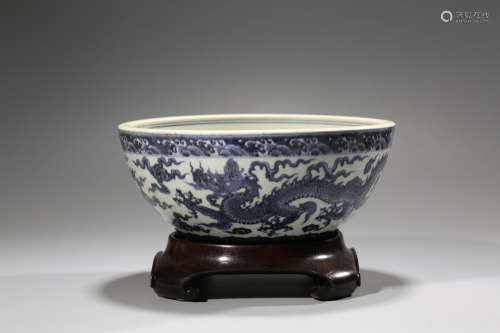 Chinese Blue White Dragon Porcelain Bowl