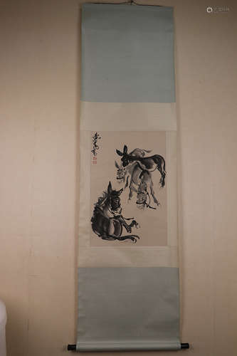 Chinese School Ink And Color Scroll Painting