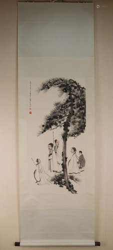 Chinese School Ink And Color Scroll Painting