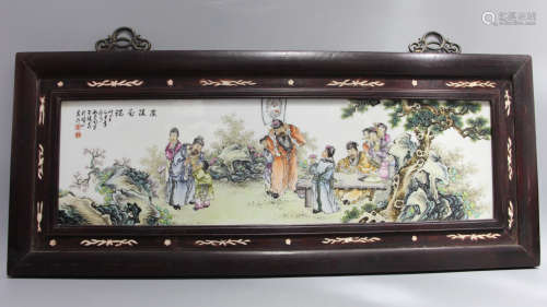 Chinese Famille Rose Porcelain Plaque Wang Qi Mark
