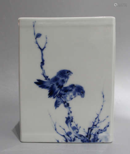 Chinese Blue White Porcelain Brush Pot Wangpu Mark