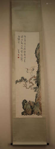 Chinese School Ink And Color Scroll Painting