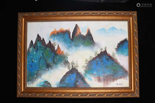 Chinese School Oil On Canvas, Framed