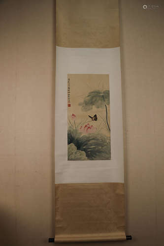 Chinese School Ink And Color Scroll Painting