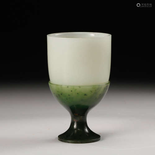 Chinese White And Spinach Jade Cup