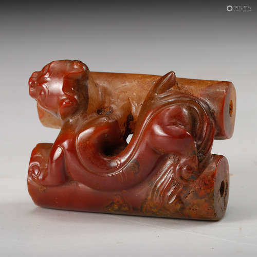 Chinese Agate Carved Beast Ornament