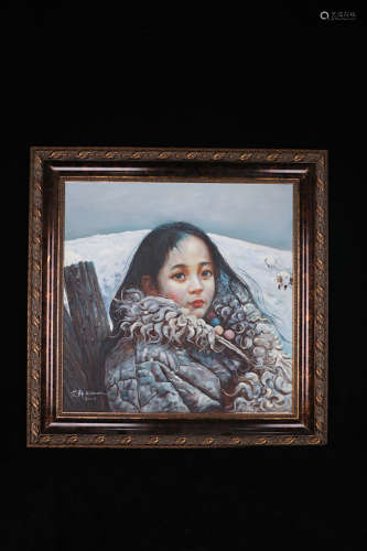 Chinese School Oil On Canvas, Framed